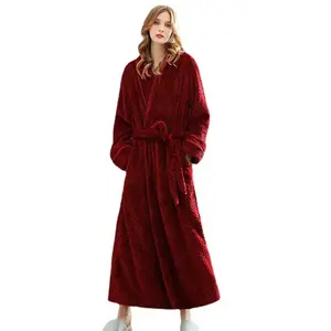 Осенний/Зимний утепленный фланелевый Халат для пар мужчин и женщин большой размер банный халат с фиксированным поясом