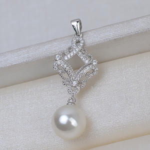 Pendentif en argent S925, style palais vintage, perle, accessoires de bijoux pour femmes, avec plateau vide semi-fini 2025 inclus - Product Image 1