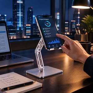 Heavy Duty 360 Degree Rotating Tablet Stand Foldable Aluminum Carbon Steel Dual Arm <strong>Bracket</strong> for Office - Product Image 6
