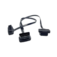Kabel adaptor OBD2, sabuk berbentuk pita datar 12V/24V sudut kanan kabel ekstensi OBD tipe Y laki-laki ke perempuan 2 in 1