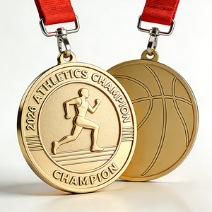 <span class=keywords><strong>Medallas</strong></span> Deportivas Personalizadas <span class=keywords><strong>de</strong></span> Fútbol, Taekwondo, Maratón, Baloncesto, Fútbol, Metal, Oro, Cinta Dorada - Product Image 2