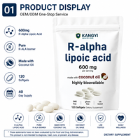 Cápsulas Blandas de Ácido R-Alfa Lipoico 600mg 120 Unidades Base de Aceite de Coco Altamente Biodisponible Sin GMO Probado en Laboratorio OEM ODM Marca Privada