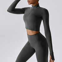 PASUXI Veste de course à fermeture éclair grande taille à séchage rapide pour femme, manches longues, pour fitness en extérieur et entraînement en salle de sport, haut de yoga et de course