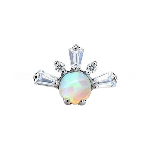 Aurora Opal Snowflake Ear <b>Studs</b> <b>Titanium</b> Alloy Prong Setting Geometric Jewelry Heads For Cartilage Piercing Gift - Product Image 5