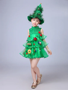 Bambino bambino bambine albero di <span class=keywords><strong>natale</strong></span> <span class=keywords><strong>Costume</strong></span> abito abiti verde elfo scuola materna <span class=keywords><strong>Costume</strong></span> da ballo - Product Image 5