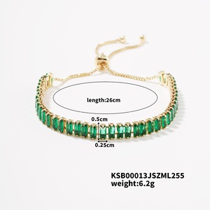Moda al por mayor 2,5*5mm cristal Rhinestone tenis pulsera ajustable 18K chapado en oro cadena cobre tenis mujeres pulseras - Product Image 3