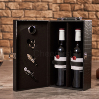 Boîte à vin en cuir Pu réutilisable, 1 pièce, avec poignées, fleur de Crocodile, Double bouteille de vin rouge, boîte cadeau