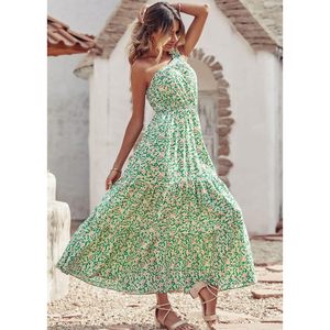 Robe longue d'été florale asymétrique FOXA pour femme, coupe trapèze, idéale pour les vacances, la plage ou les invitées de mariage - Product Image 4