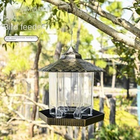 Mangeoire à oiseaux transparente en PP + PET écologique, conception de toit en forme de tuile avec plusieurs couleurs étanche à la pluie pour jardin extérieur/arrière-cour