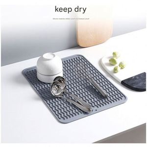 Alfombrilla de Silicona para Secar Platos, con Orificio para Colgar, Antideslizante, Impermeable, Aislante del Calor, Accesorio para la Encimera de la Cocina - Product Image 4