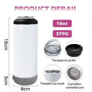 20oz 4-in1sublimation <b>Smart</b> Bluetooth Speaker Music Straight Stainless Steel Insulated Double-layer Vacuum Tumbler Mug Cup - Product Image 3