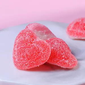 Halal dilapisi gula berbentuk cinta, permen asam dan makanan ringan asam buah lembut permen asam