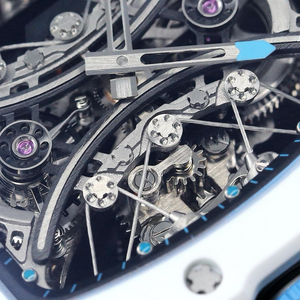 Orologio Meccanico RM 53-01 di Lusso con Cassa in Carbonio NTPT, Tourbillon Manuale a Sospensione, Quadrante Scheletrato, Forma Tonneau per Uomo - Product Image 3