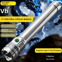 Lampe torche LED super lumineuse, batterie 10000 mAh, charge rapide Type-C, en alliage d'aluminium, faisceau long, torche tactique pour situations d'urgence en extérieur