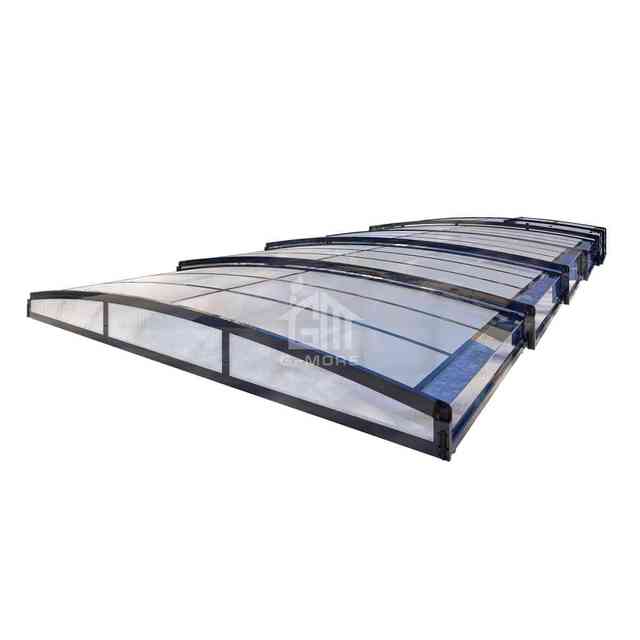 Eco Smart Retractable Swimming Pool Enclosure, No-Track Aluminum Polycarbonate Pool Cover for Backyard Protection