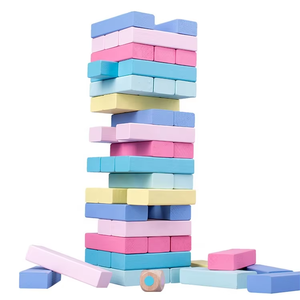 Juego de bloques de construcción de torre de madera Jumbo de colores OEM al por mayor juego de dominó juego de torre de juguete clásico de madera - Product Image 2