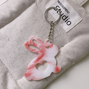 Cute Acrylic Little Rabbit Heart-Shaped Light Keychain-Durable & Eco-Friendly Women's <b>Bag</b> <b>Gift</b> - Product Image 2