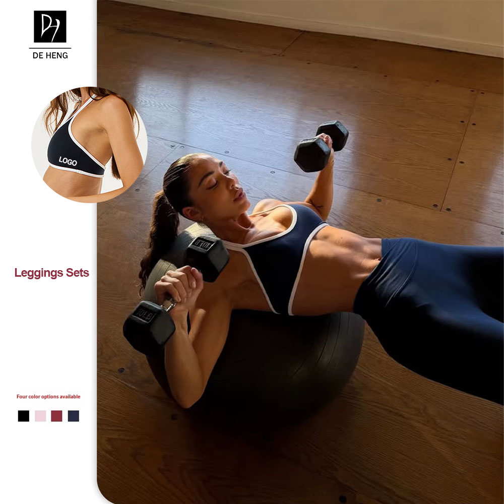 New Side White Hip Line Color Blocking Leggings and Sports Bra Set Yoga Gym Set Sexy Backless High Waist Workout Sets for Women