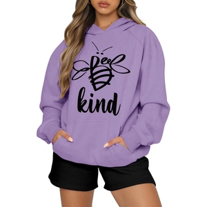 Sudadera con Capucha para Mujer, Color Sólido, Tejida en Algodón, Manga Larga, Informal, para Otoño, con Bolsillos, Largo Regular - Product Image 5