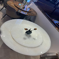 Table à manger rectangulaire de luxe en marbre blanc naturel importé, type Ice Jade, Source MarbleAera