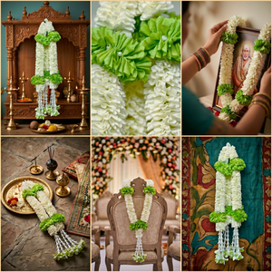 Artificial <b>White</b> Green Flower <b>Hanging</b> Garland Decorative Floral Mala for Wedding Decoration Temple Pooja Festival Home - Product Image 6