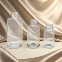 Flacon compte-gouttes en verre transparent avec bouchon à vis 30/50/100 ml pour huile essentielle, sérum, soin de la peau, format voyage de luxe