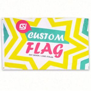 Drapeaux et bannières personnalisés en polyester 100D de différentes tailles, impression numérique, usage extérieur, étoile jaune, vente en gros d'usine - Product Image 2