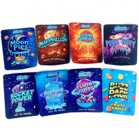 Sacs de sortie personnalisés imprimés résistants aux enfants pour dispensaires, sacs holographiques exotiques anti-odeurs, pochettes verticales de 1 lb 3,5 en Mylar