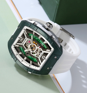 Montres de luxe Skmei M033 <span class=keywords><strong>pour</strong></span> hommes, étanches, lumineuses, automatiques, bracelet carré, squelette, mécaniques, Reloj - Product Image 3