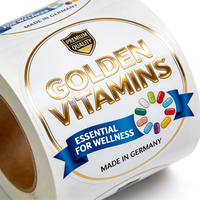 Rollo de etiquetas autoadhesivas de embalaje impermeables personalizadas, etiqueta adhesiva privada, etiquetas de suplementos vitamínicos para logotipo de botella médica