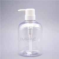 Flacon pompe vide pour lotion PET 500 ml avec distributeur de shampoing pour cheveux, emballage transparent grande taille