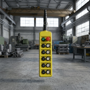 CMK PLB1ODSPL Electronic Yellow Plastic <b>Push</b> <b>Button</b> <b>Switch</b> Station 6 <b>Buttons</b> Black Handle IP65 Industrial Control 440V Eot Crane - Product Image 6