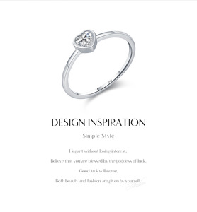 Heart Cut <b>Crystal</b> Engagement <b>Ring</b> 925 Silver Bezel Setting Women's Romantic Dainty Heart Shaped Zircon Promise Style - Product Image 4