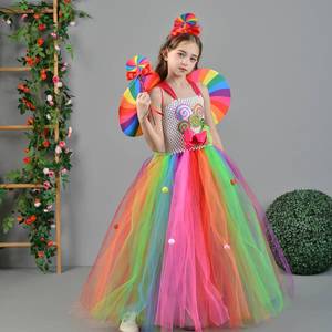 Vestido Tutú Arcoíris HP para Niñas, Disfraz de Piruleta con Lazo, Vestidos de Princesa para Niñas, Trajes para Fiestas de Cumpleaños - Product Image 2