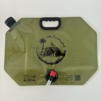 Vente en gros pochette à bec verseur de stockage d'eau de grande capacité personnalisée sacs en plastique de robinet de camping de randonnée pliants portables pour l'extérieur