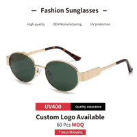 Lunettes de soleil pour femmes de style influenceur transfrontalier, haut de gamme, rétro, ovales, monture intégrale, protection UV400, pour l'extérieur ; d'inspiration Old Money