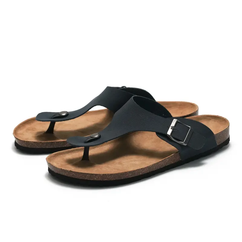 Sandalias planas de suela de corcho de verano Unisex de alta calidad, chanclas para hombres y mujeres, zapatillas ajustables