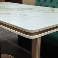 Table en pierre frittée commerciale, ensemble de canapés pour hôtel, café, restaurant, banquette en flanelle verte