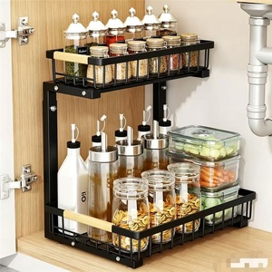 Sink Standing Modern Stainless Steel Waterproof Floor-to-ceiling Adjustable Cabinet Drain Slide-<b>out</b> <b>Pull</b> <b>Basket</b> Household - Product Image 2