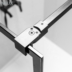 Paroi de douche moderne en verre trempé <span class=keywords><strong>noir</strong></span> à <span class=keywords><strong>grille</strong></span> de 8 mm d'épaisseur, en forme de L, avec fonction de nettoyage facile - Product Image 5