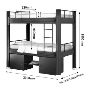 Bonne qualité métal école acier loft complet superposé lit double dortoir meubles étudiants enfants enfants