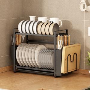 Moderno escurridor doble de acero inoxidable para platos, estrecho, para fregadero, pequeño, con soporte para palillos, para cocina - Product Image 3