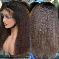 Promotion Letsfly 146$ Vente en gros Perruques 100% Cheveux Humains pour Femmes, Lace Front HD 13x4, Kinky Straight, Cheveux Yaki Bruts et Épais, 20 pouces, 250% de densité