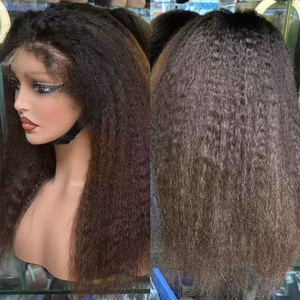 Letsfly Promotion 146$ Wholesale 13x4 Kinky Straight 12A HD Lace Front 100% <b>Human</b> <b>Wigs</b> Women Coarse Raw 20in Yaki Hair 250% - Product Image 3