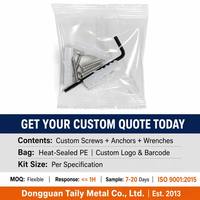 Kit de vis et d'ancrage pour sacs PE personnalisés, ensemble de quincaillerie d'ancrage mural, pack de vis, kit de fixation pour meubles avec emballage en sac plastique