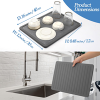 Tapis en pierre de séchage de vaisselle en silicone Plateau de comptoir de cuisine pliable avec fonction chauffante Nettoyage facile des taches