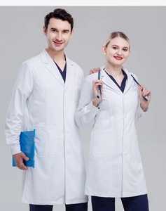 Blouse de laboratoire blanche personnalisée avec LOGO, à manches longues, pour médecin, hôpital, clinique, robe chirurgicale unisexe, uniforme médical en tissu peigné - Product Image 6