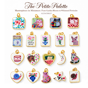 La Paleta Pequeña |   Charm Vintage Pintado a Mano Chapado en Oro de 18K para la Creación de Joyería |   Colgante Artístico en Miniatura con Diseño de Animales y Flores - Product Image 1