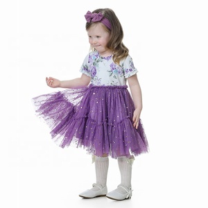 Di modo di estate floreale maglia di paillettes stelle di <span class=keywords><strong>tulle</strong></span> capretti del <span class=keywords><strong>vestito</strong></span> del bambino della ragazza abiti - Product Image 5