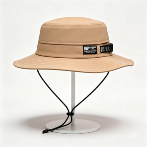 <b>Khaki</b> 3D Embroidery Logo Outdoor Ski <b>Bucket</b> <b>Hat</b> Wide Brim UV Protection Safari Sun Cap Adjustable Windproof Chin Strap Hiking - Product Image 4